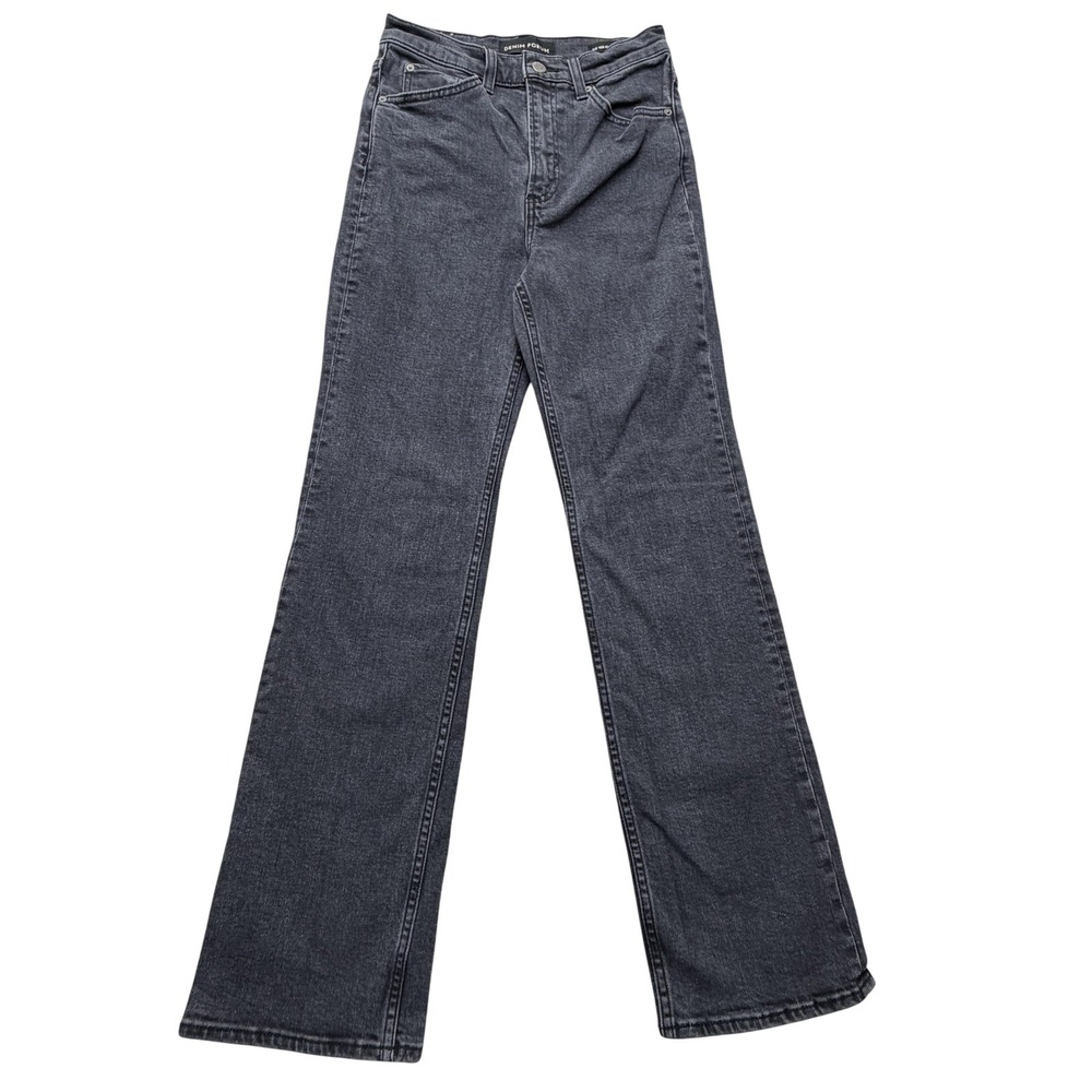 Denim Forum 90s Hi-Rise Stacked Bootcut Jeans Womens 27x28.5‎ Gray Charcoal Wash